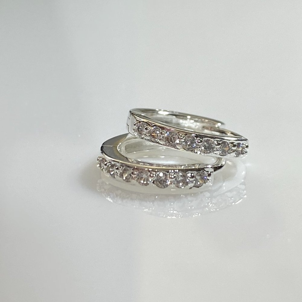 Sterling Silver & Cubic Zirconia Minimalist Hoop Earrings